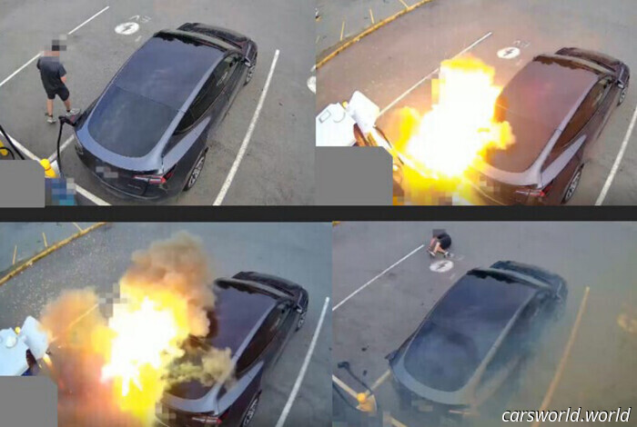 EV Charger Adapter Explodes Shortly After Tesla is Plugged In | Carscoops